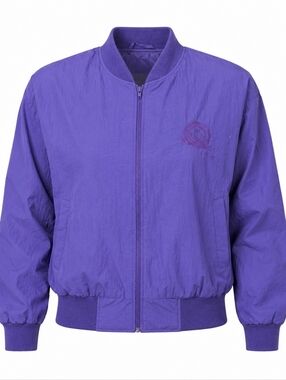 Vintage London Towne Full Zip Purple Windbreaker Oversized Bomber Retro Jacket M